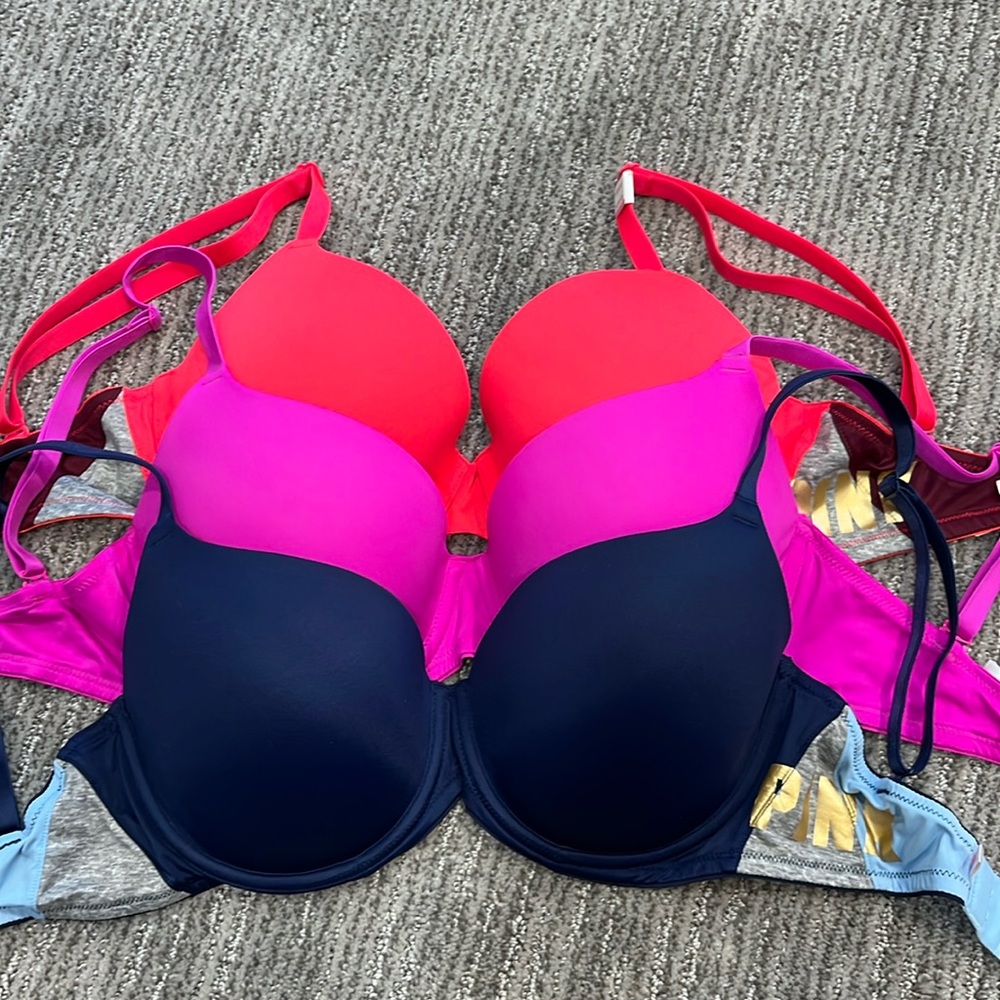 Pink Victorias Secret Wear Everywhere T Shirt Bras - LOT OF 3 - 32DD